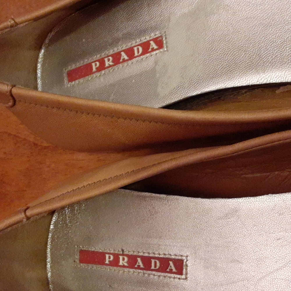 Prada Tan Leather Loafer Name Plate Sz 36/US 6 - Picture 6 of 14
